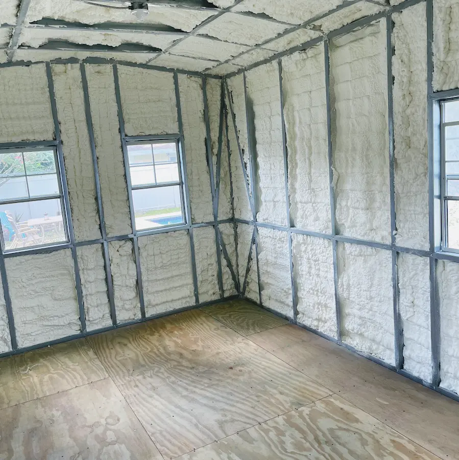 Closed-cell spray foam insulation applied to wall cavities in a residential project in Chicago Ridge